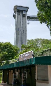 Lift up to the skywalk to Fort Siloso, Singapore