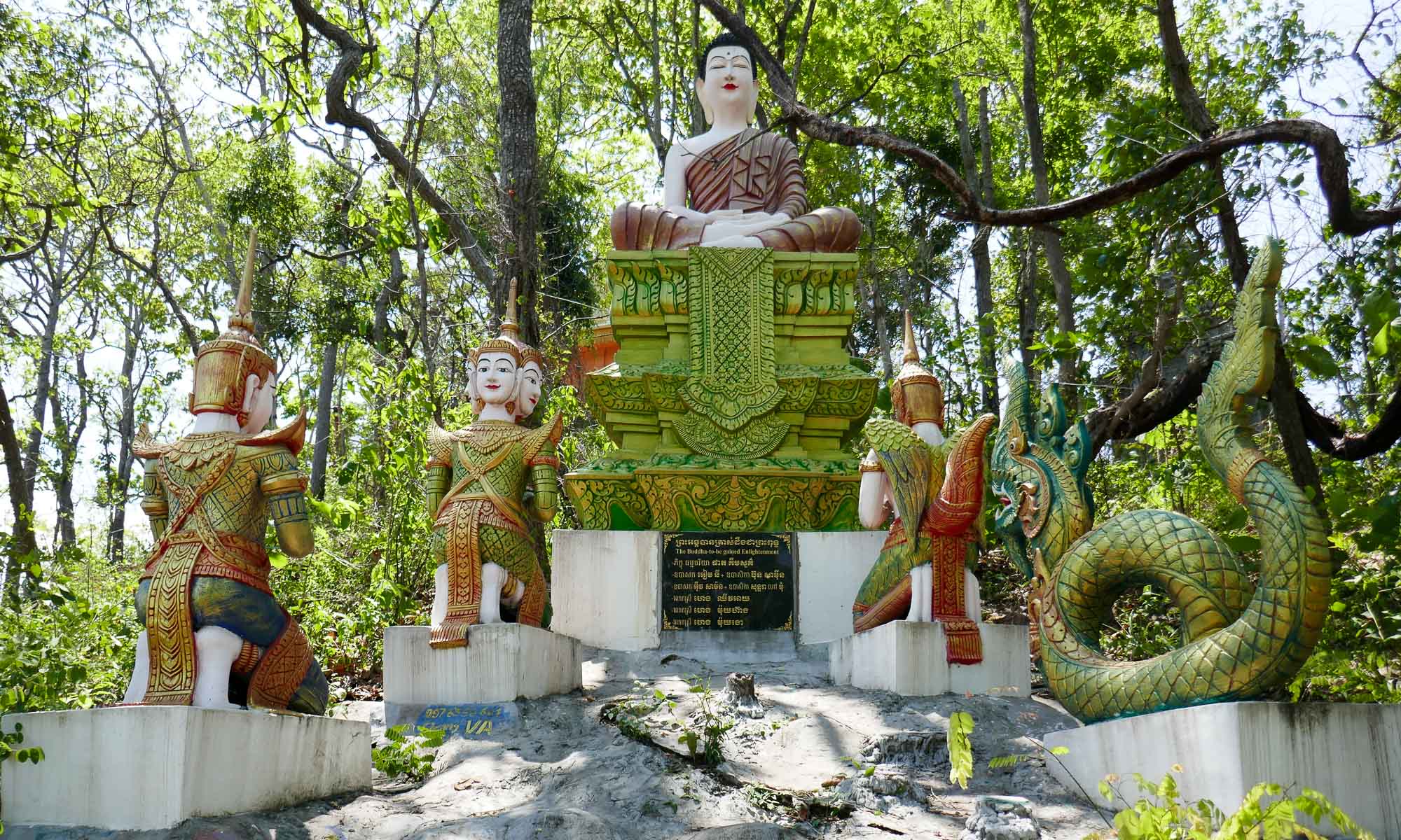 Several statues can be found on the mountain