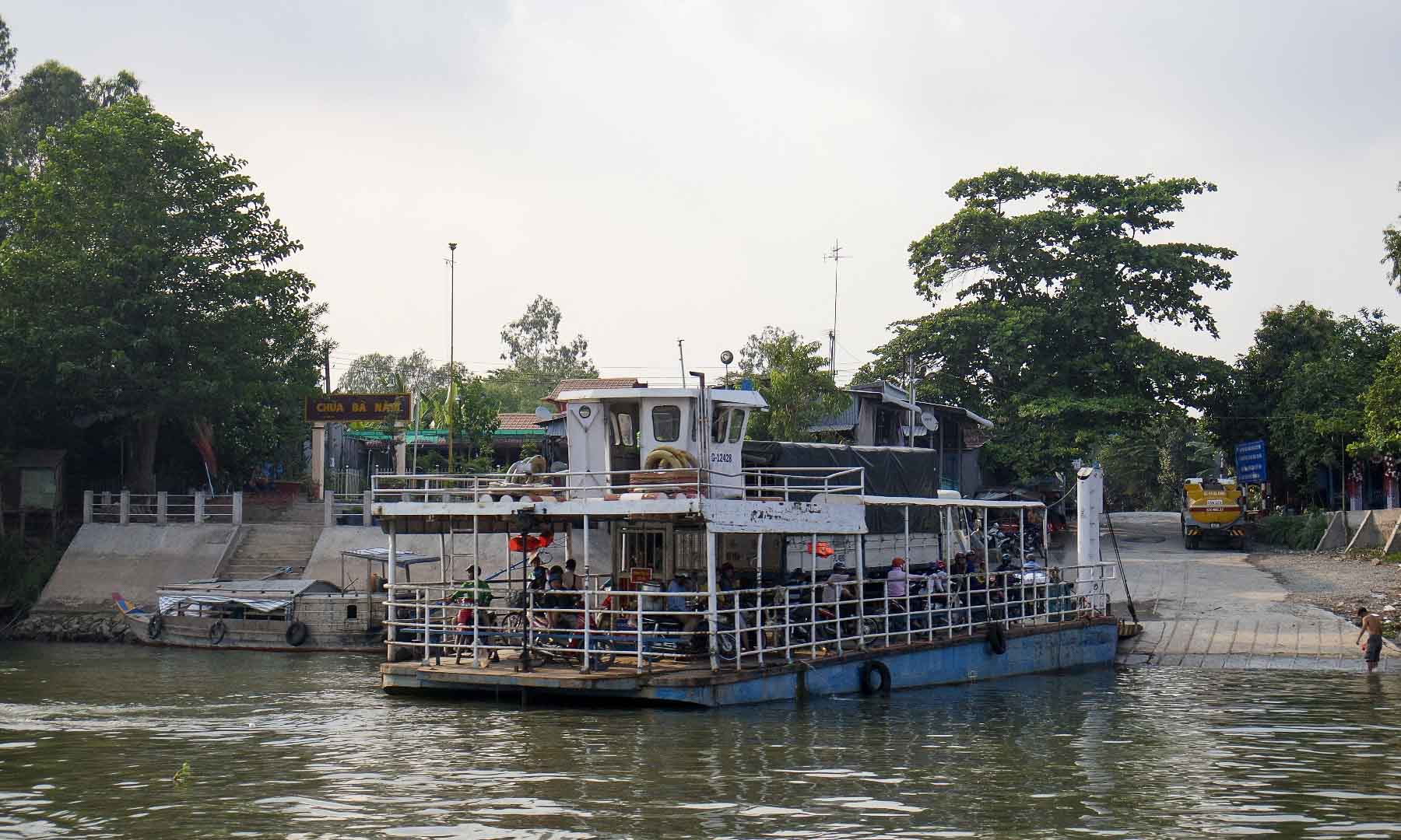 Local ferries crossing the Mekong River