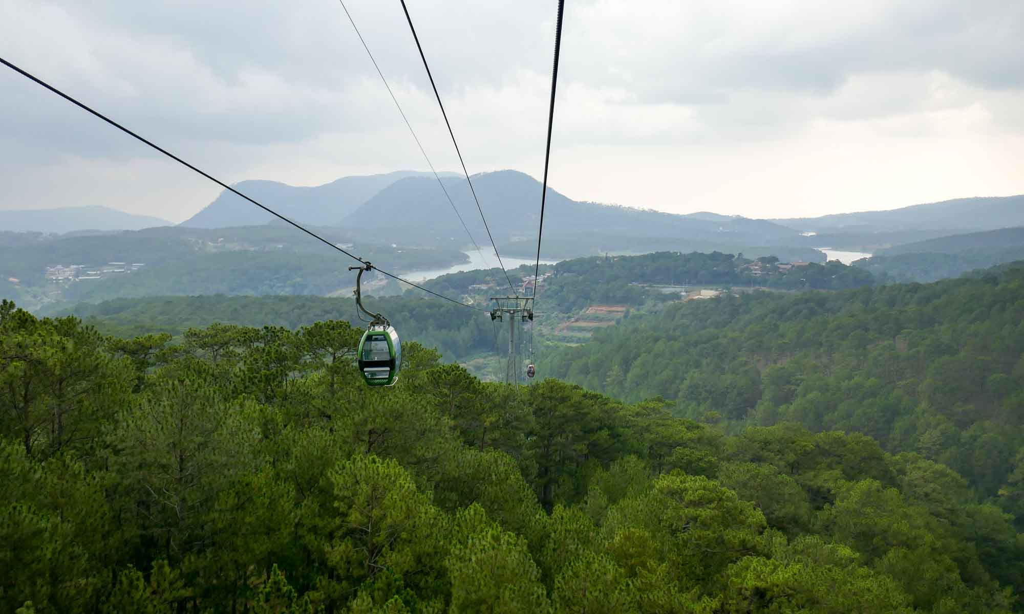 View from the cable car on Tuyen Lam Lake