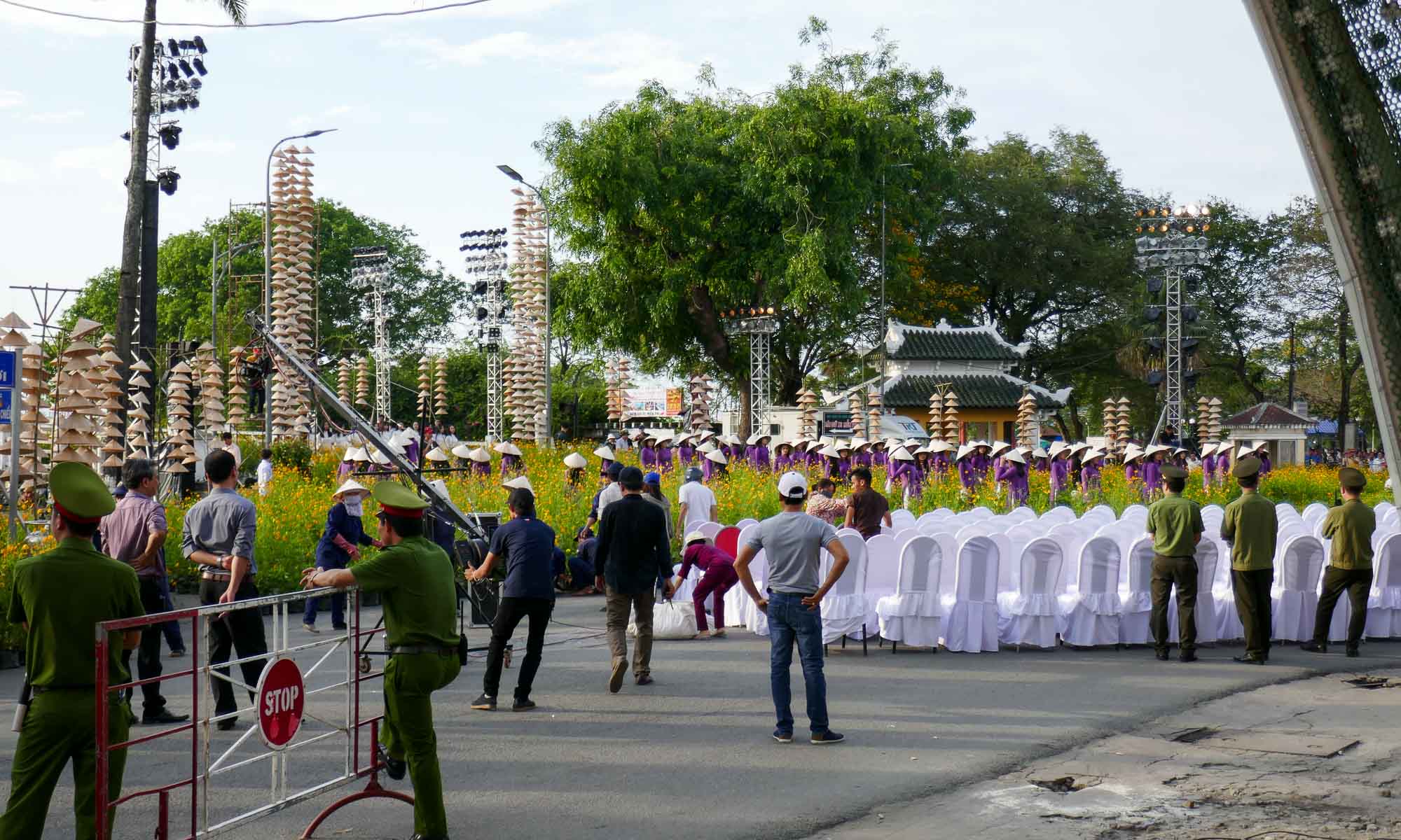 Some streets where closed for traffic because of Reunification Day