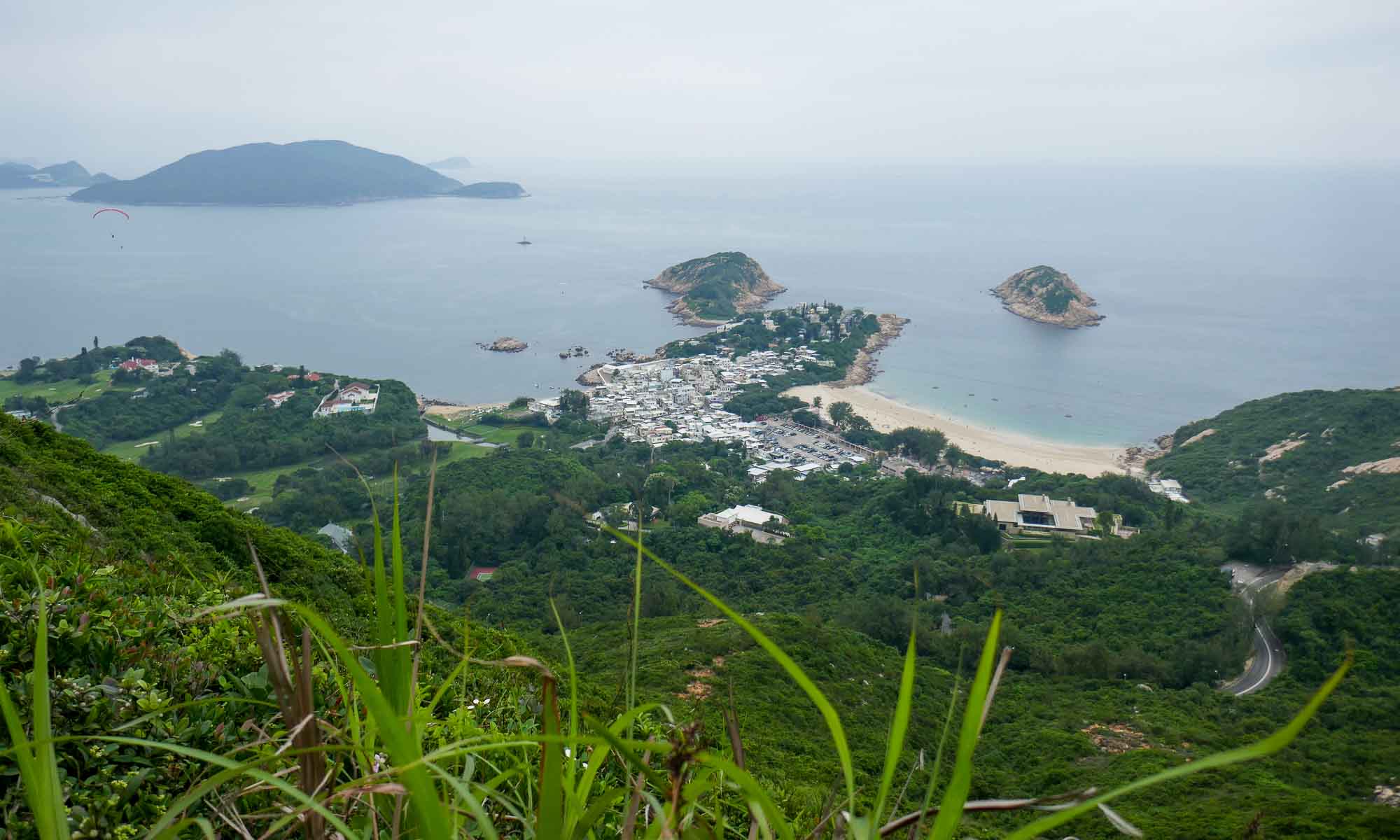 View from Dragon's Back on Shek O beach and some islands