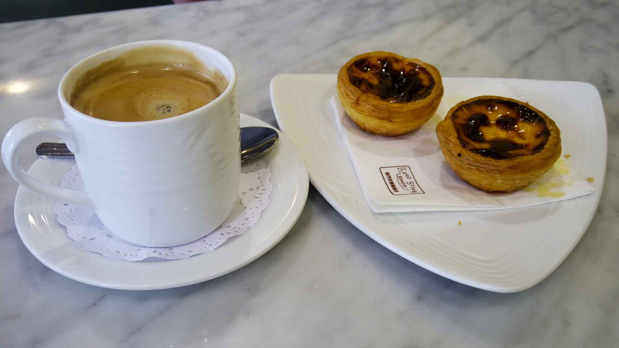 Egg tart tasting at Lord Stow's bakery