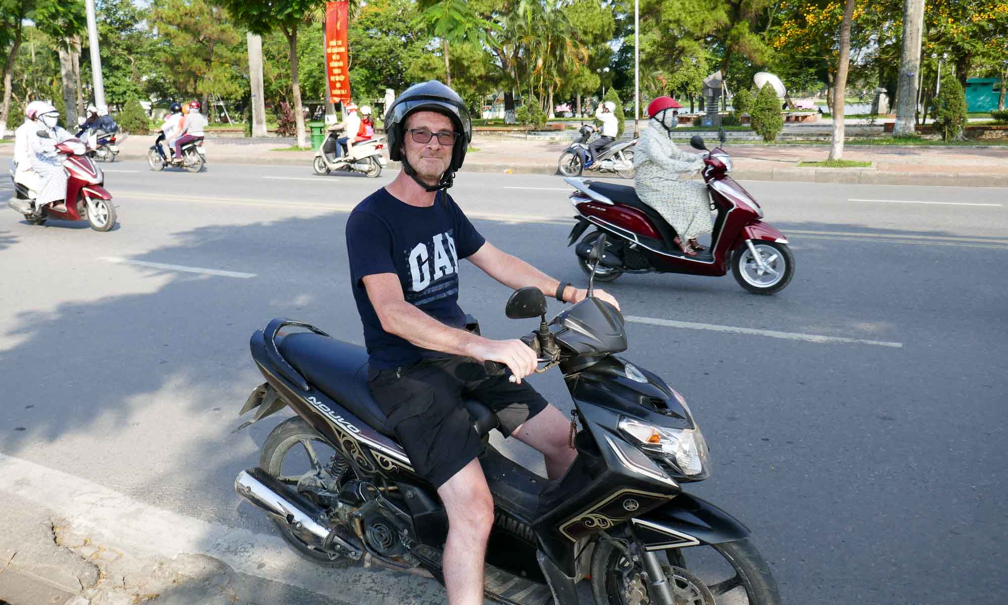 B on a bike in Hue