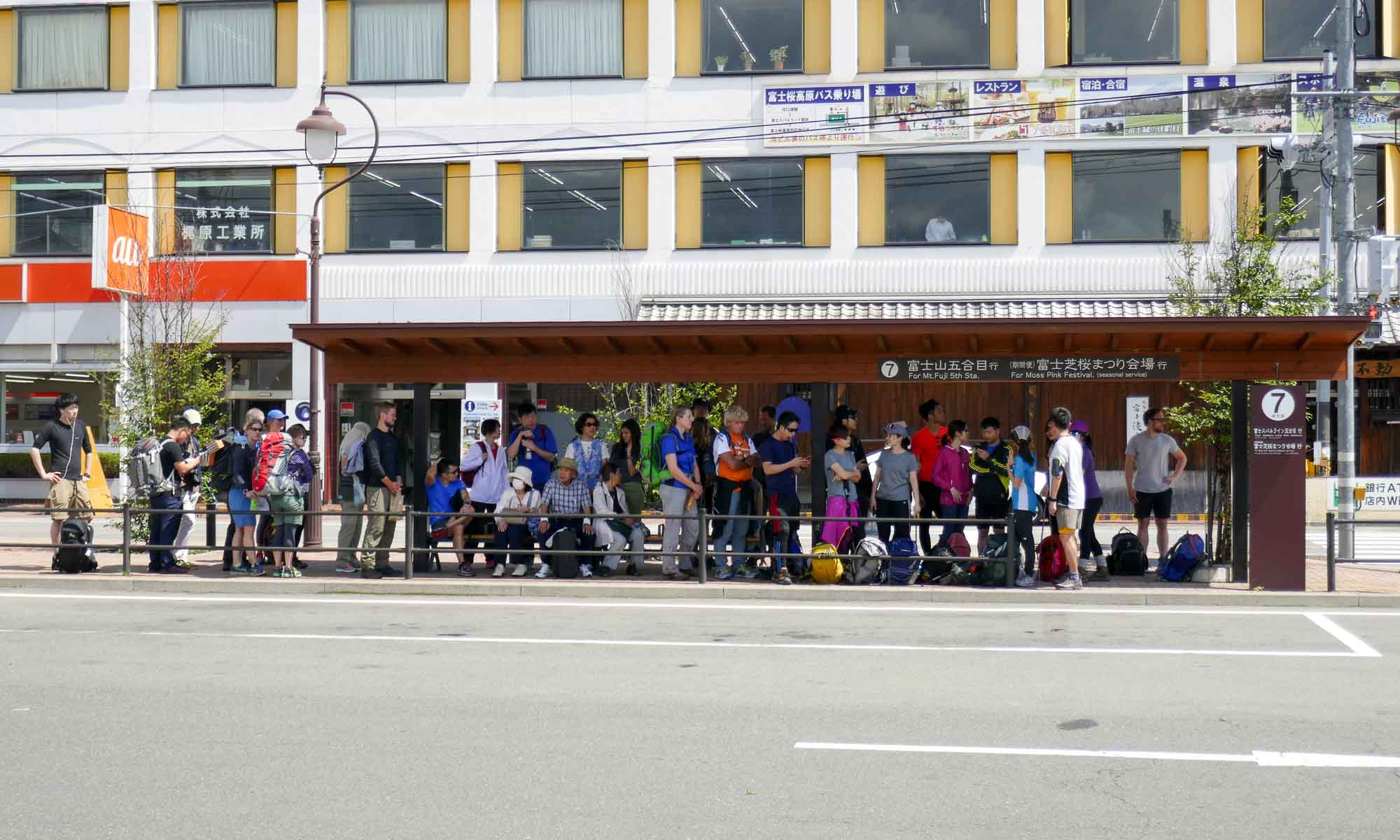 People waiting for the bus to Mount Fuji 5th station