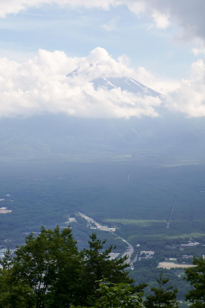 View from Mount Tenjo. Brief glimpse of Mount Fuji. 