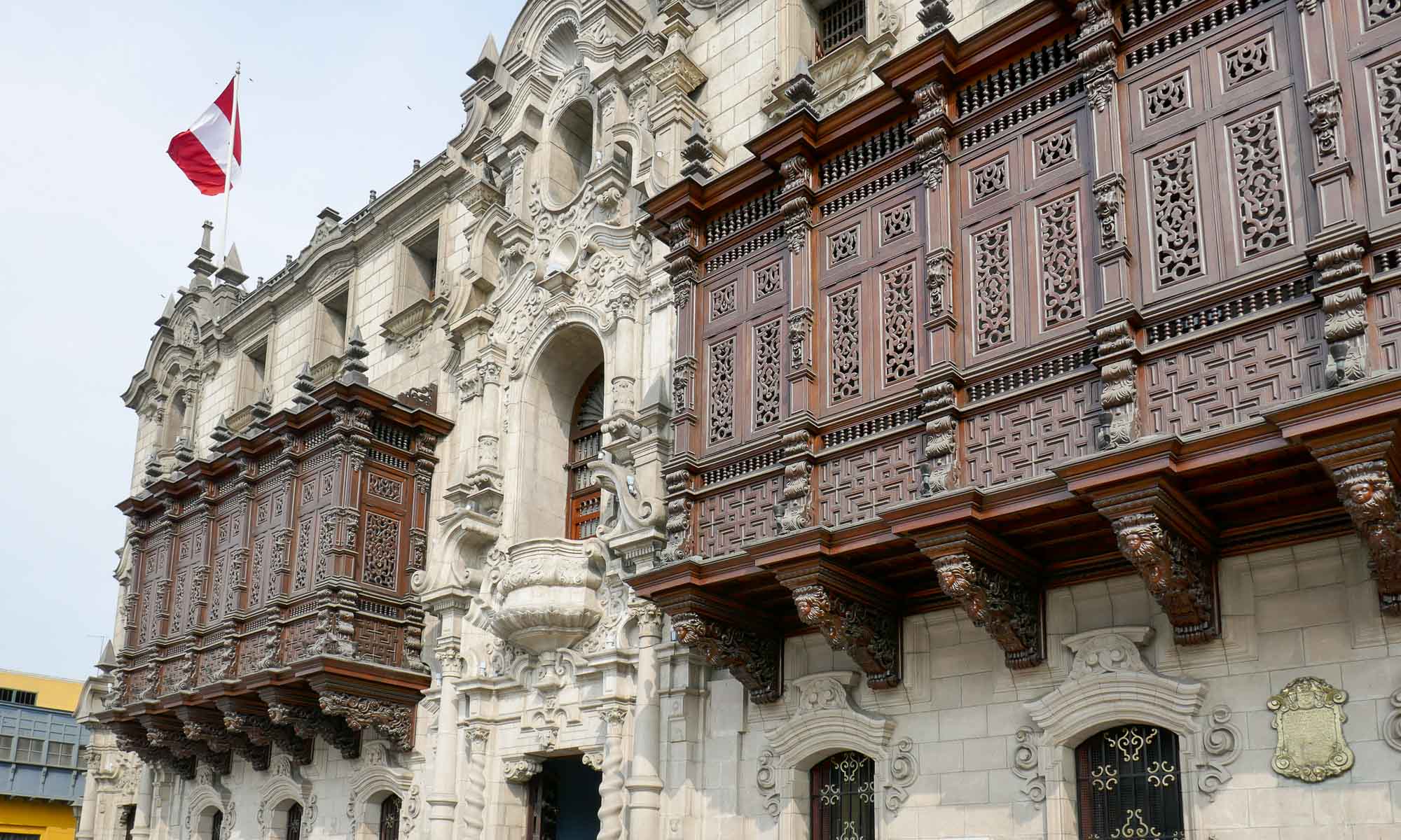 Balconies of Palacio Arzobispal at Plaza De Armas